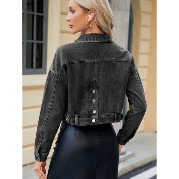 City Cropped Button Up Denim Jacket - Picture 2 of 6